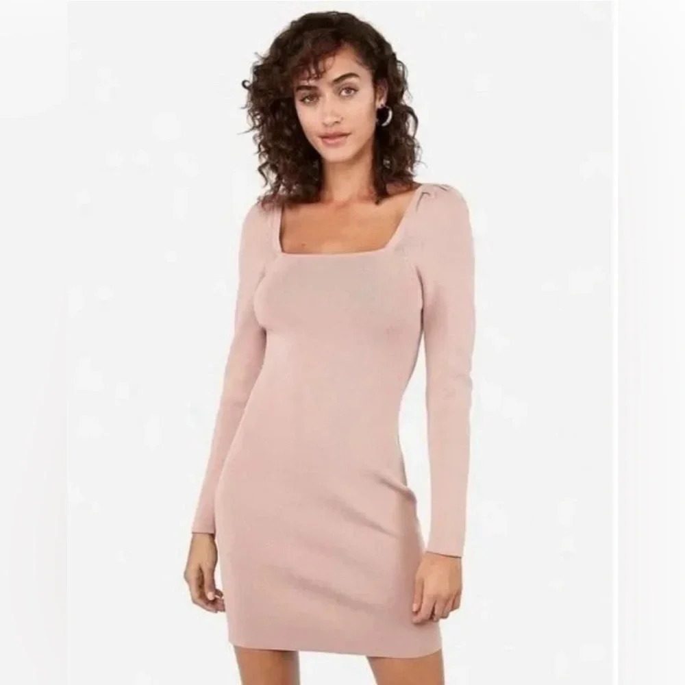 Express Blush Pink Long Sleeve Mini Dress